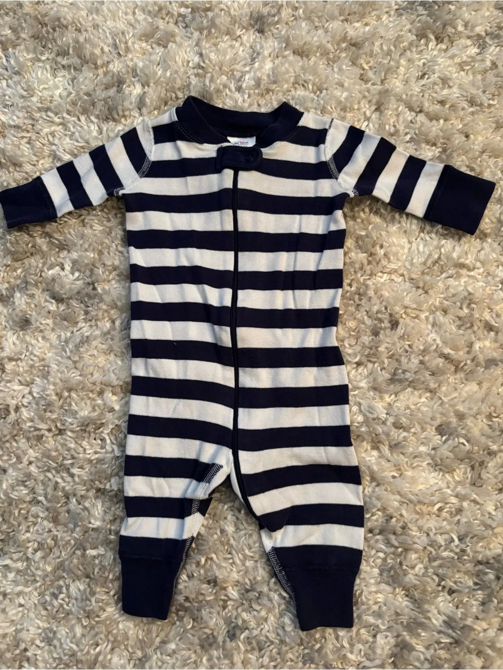 Hanna Andersson Navy and White Striped One-Piece Pajamas